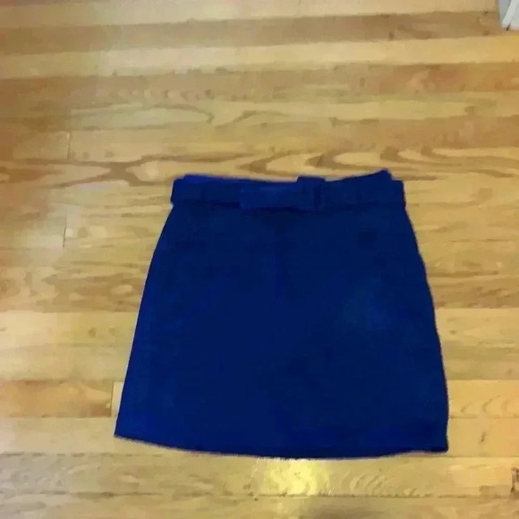 NWT Vera Moda faux suede blue  skirt with belt - Picture 5 of 9